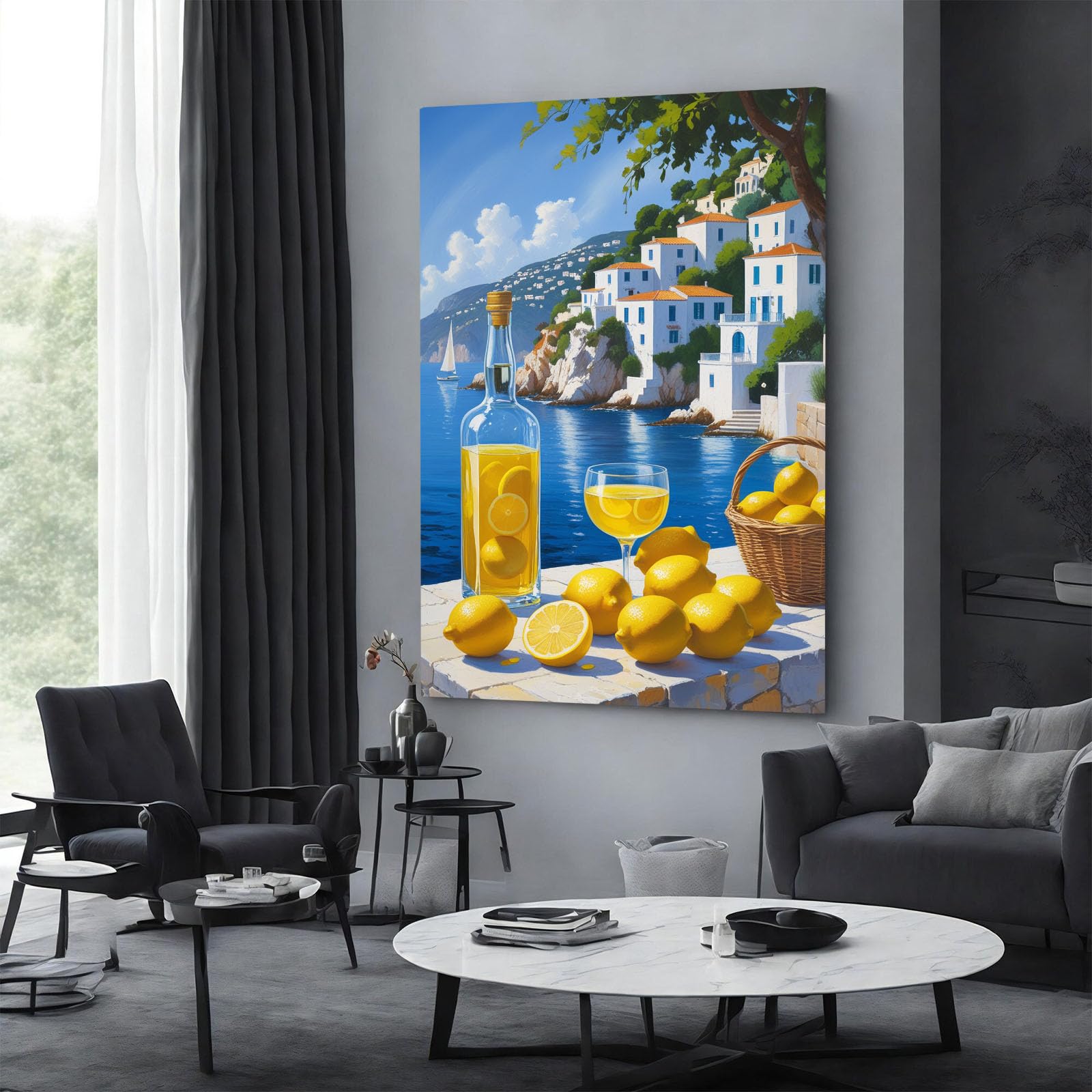 Amazon.com: GAWQXEYD Capri Italy Watercolor Canvas Print Dining